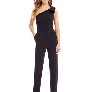 Eliza J Velvet Bow One Shoulder Jumpsuit With Pockets 8